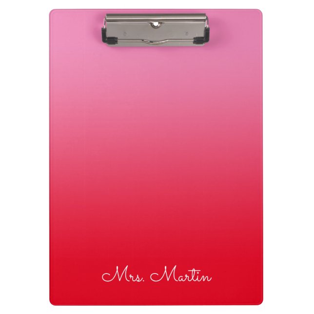 Porte-bloc Enseignant personnalisé rose et rouge (Devant)