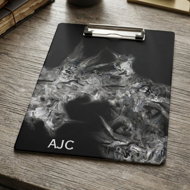 Porte-bloc Esthétique de fumée gothique (Monochrome smoke clipboard for dark academia students and teachers during daily study sessions.)