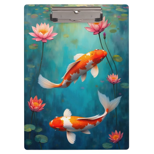 Porte-bloc Étang de carpes koï et de nénuphars (Devant)