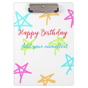 Porte-bloc Étoiles colorées joyeux anniversaire ajouter nom t