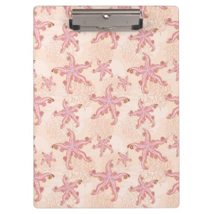Porte-bloc Étoiles de mer et motif pastel rose corail