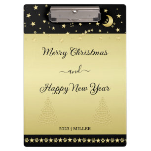 Porte-bloc Etoiles de Noël brillantes or, pattes sur or et no