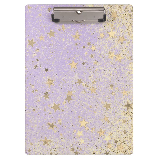 Porte-bloc Étoiles d'or brillantes de Glittery sur Lavender N (Devant)