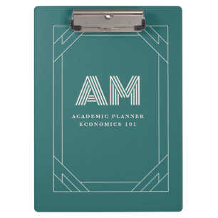 Porte-bloc Étui Moderne Alexandrite Sarcelle Monogramme Géomé