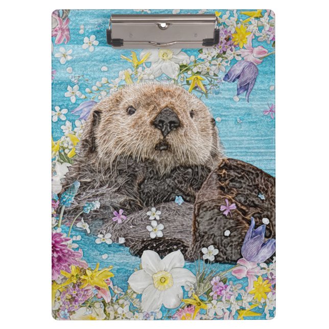 Porte-bloc Fairytale Otter dans la rivière des Fleurs (Devant)