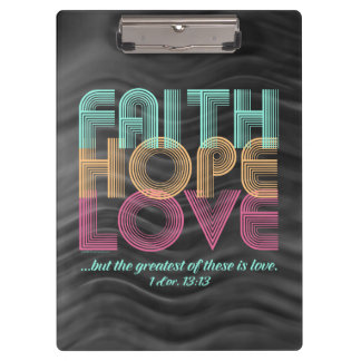 Porte-bloc Faith Hope Love Christian Bible Verse Retro