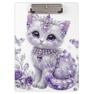 Porte-bloc Fantaisie de chaton royal violet orné de joyaux