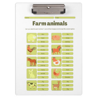 Porte-bloc Farm Animals Identification Educational Worksheet