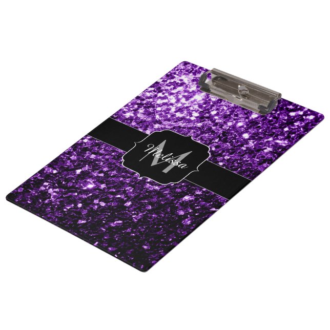 Porte-bloc Faux brillant violet foncé paillettes scintillante (Incliné)