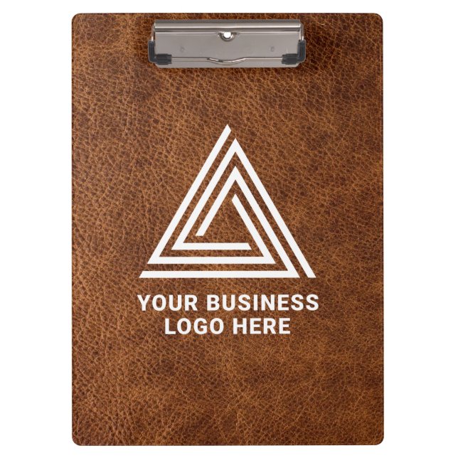 Porte-bloc Faux cuir marron moderne Logo d'entreprise (Devant)