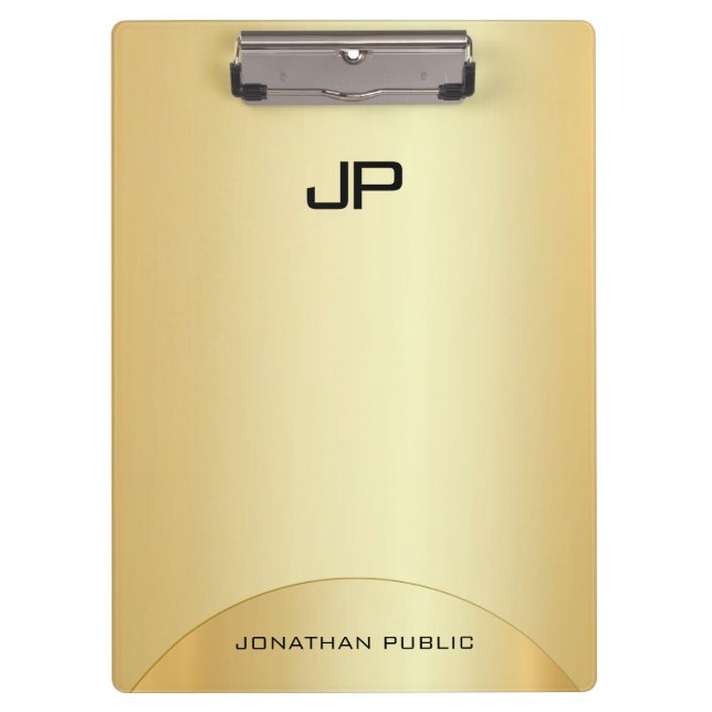 Porte-bloc Faux Gold Elegant Monogramme Modèle moderne (Devant)