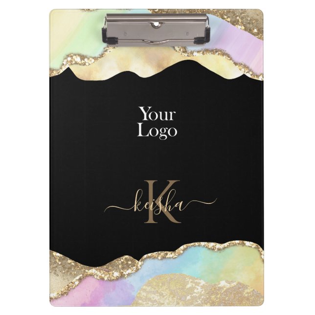 Porte-bloc Faux Gold Glitter & Pastel Waves Bling (Devant)