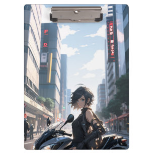 Porte-bloc Femme Anime à vélo centre-ville