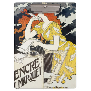 Porte-bloc Femme aux Cheveux Rouges Robe Jaune Art Nouveau Cl