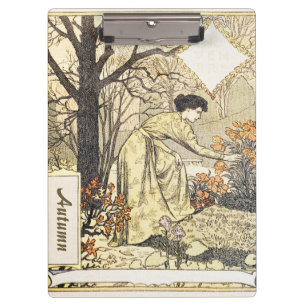 Porte-bloc Femme de jardin automnal Art Nouveau de novembre v