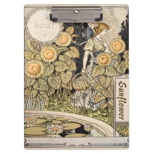 Porte-bloc Femme de l'art nouveau vintage Jardin de tournesol