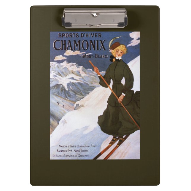 Porte-bloc Femme en affiche verte de ski (Devant)