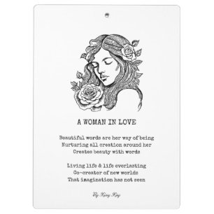 Porte-bloc Femme noire et blanche avec citation rose murale