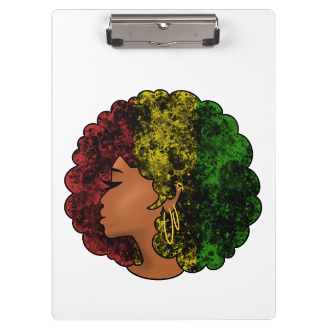 Porte-bloc Femme noire rasta afro rouge jaune vert  (Devant)