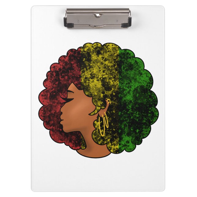 Porte-bloc Femme noire rasta afro rouge jaune vert  (Devant)