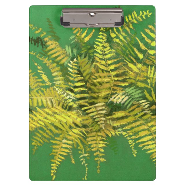 Porte-bloc Ferne, frondes, fleuris, vert jaune doré vert (Devant)