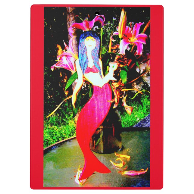 Porte-bloc fête de beauté de sirène rouge (Dos)