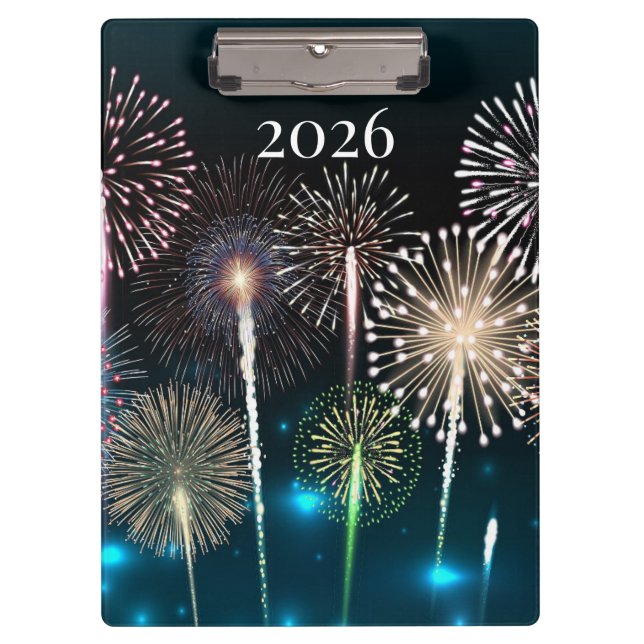 Porte-bloc Feu d'artifice 2026, Bonne année (Devant)