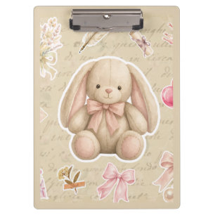 Porte-bloc Feuille d'autocollants Lapin Vintage - Rubans rose