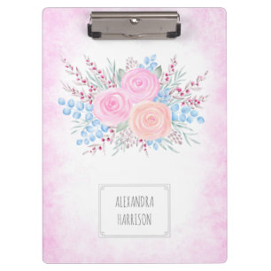 Porte-bloc Feuille de bleu de roses de rose de bouquet