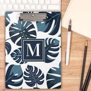 Porte-bloc Feuille de Monstère Tropicale Bleue et Blanc de la