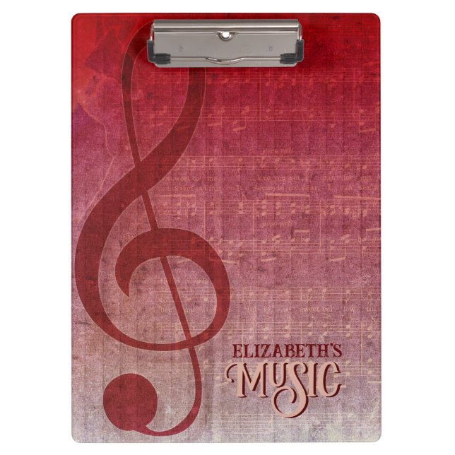Porte-bloc Feuille de musique Cherry Red Clef personnalisée (Devant)