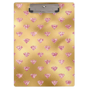 Porte-bloc Feuille d'or et diamants paillettes glamour rose c