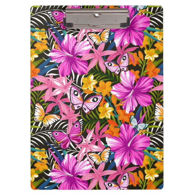 Porte-bloc Feuille et fleurs tropicaux (Devant)