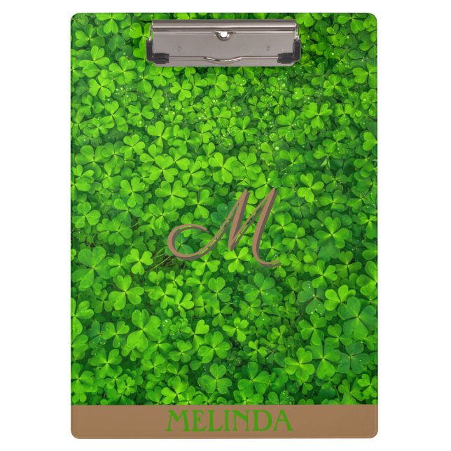 Porte-bloc Feuille verte avec monogramme (Devant)