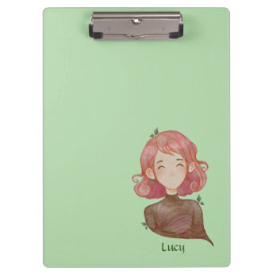 Porte-bloc Feuilles aquarelle et caractère fille arbre