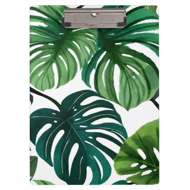 Porte-bloc Feuilles de Monstera | Aquarelle Moderne Simple (Devant)