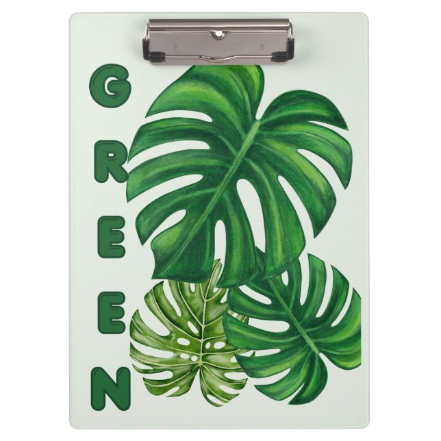 Porte-bloc Feuilles de Monstera Vertes (Devant)