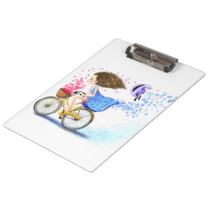 Porte-bloc Fille à vélo Porte - bloc Romantique Coeurs d'amou