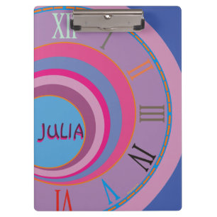 Porte-bloc Fille jolie horloge rose violet bleu artsy chiffre
