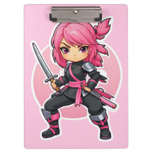 Porte-bloc Fille Ninja rose