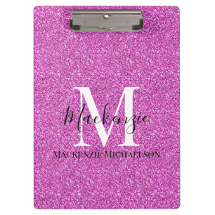 Porte-bloc Fille Parties scintillant rose chaud Nom du monogr