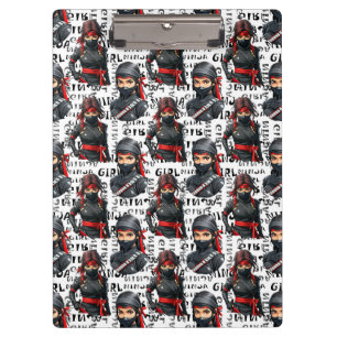 Porte-bloc Filles Ninja Anime avec motif de texte Design