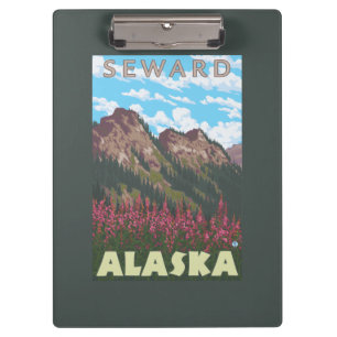 Porte-bloc Fireweed et montagnes - Seward, Alaska