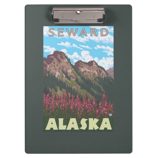 Porte-bloc Fireweed et montagnes - Seward, Alaska (Devant)
