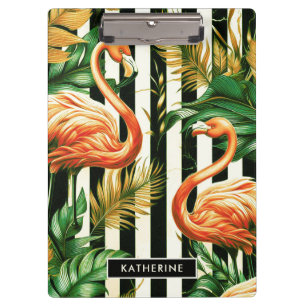 Porte-bloc Flamant rose vintage Retro Stripes