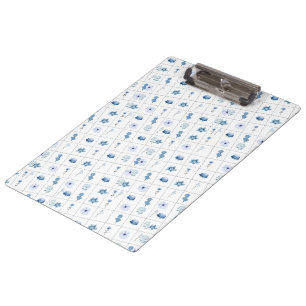 Porte-bloc Fleur blanche et bleue