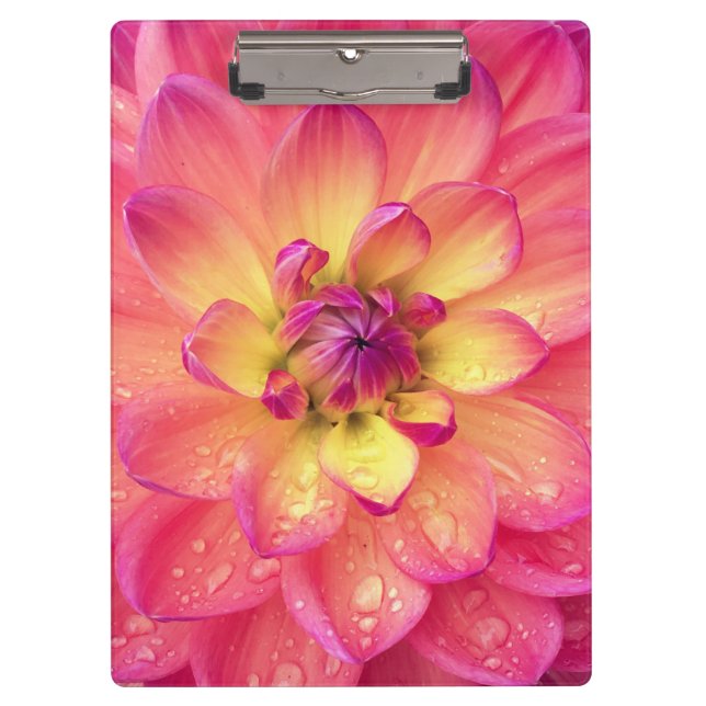 Porte-bloc Fleur de dahlia rose corail (Devant)