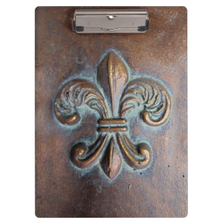 Porte-bloc Fleur De Lis, Cuivre-Regard âgé imprimé