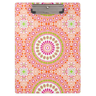 Porte-bloc Fleur de mandala printanière rose et orange vif