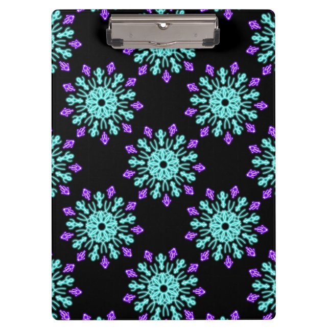Porte-bloc Fleur de néon pourpre et turquose (Devant)